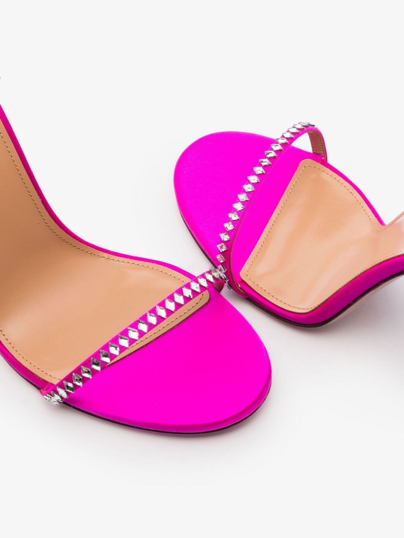 Pink Olie 105 Crystal Embellished Leather Sandals