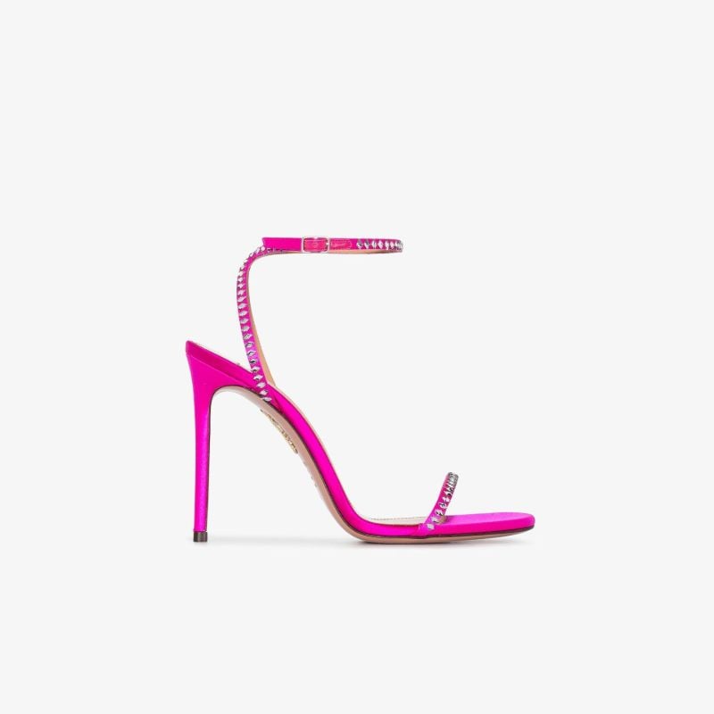 Pink Olie 105 Crystal Embellished Leather Sandals