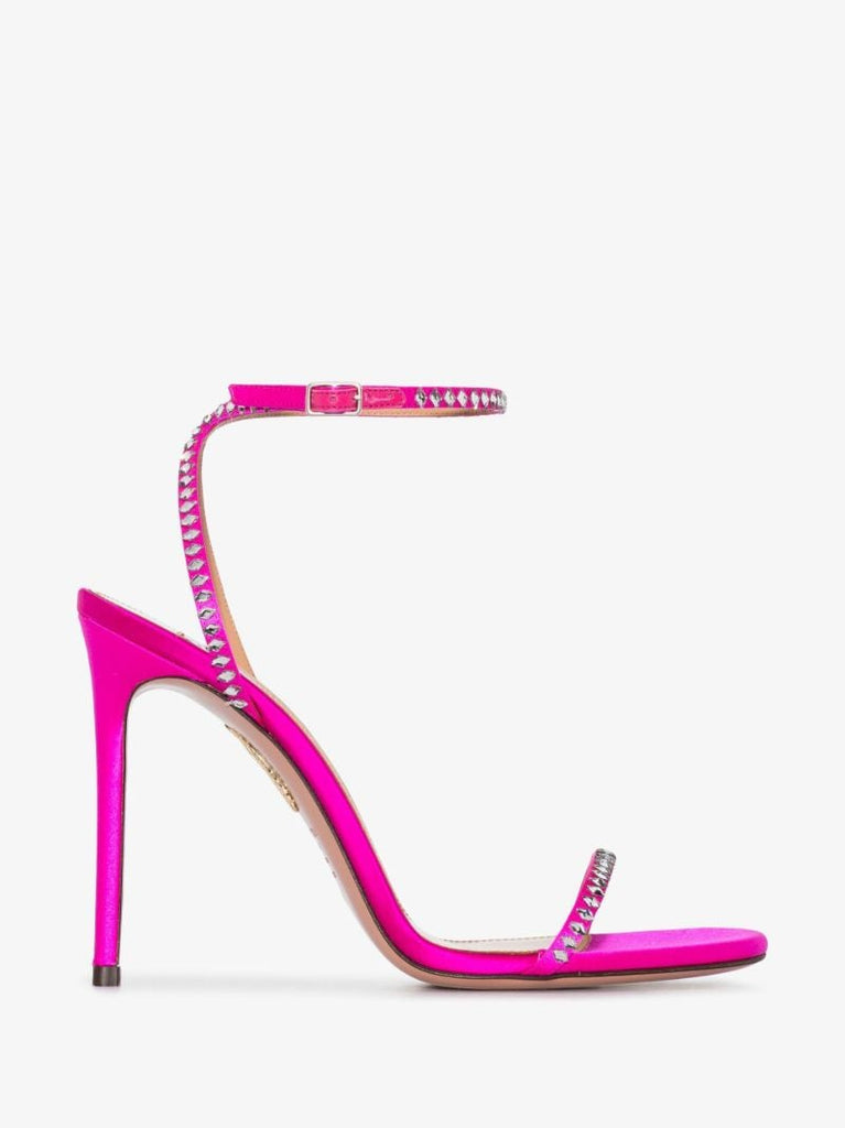 Pink Olie 105 Crystal Embellished Leather Sandals