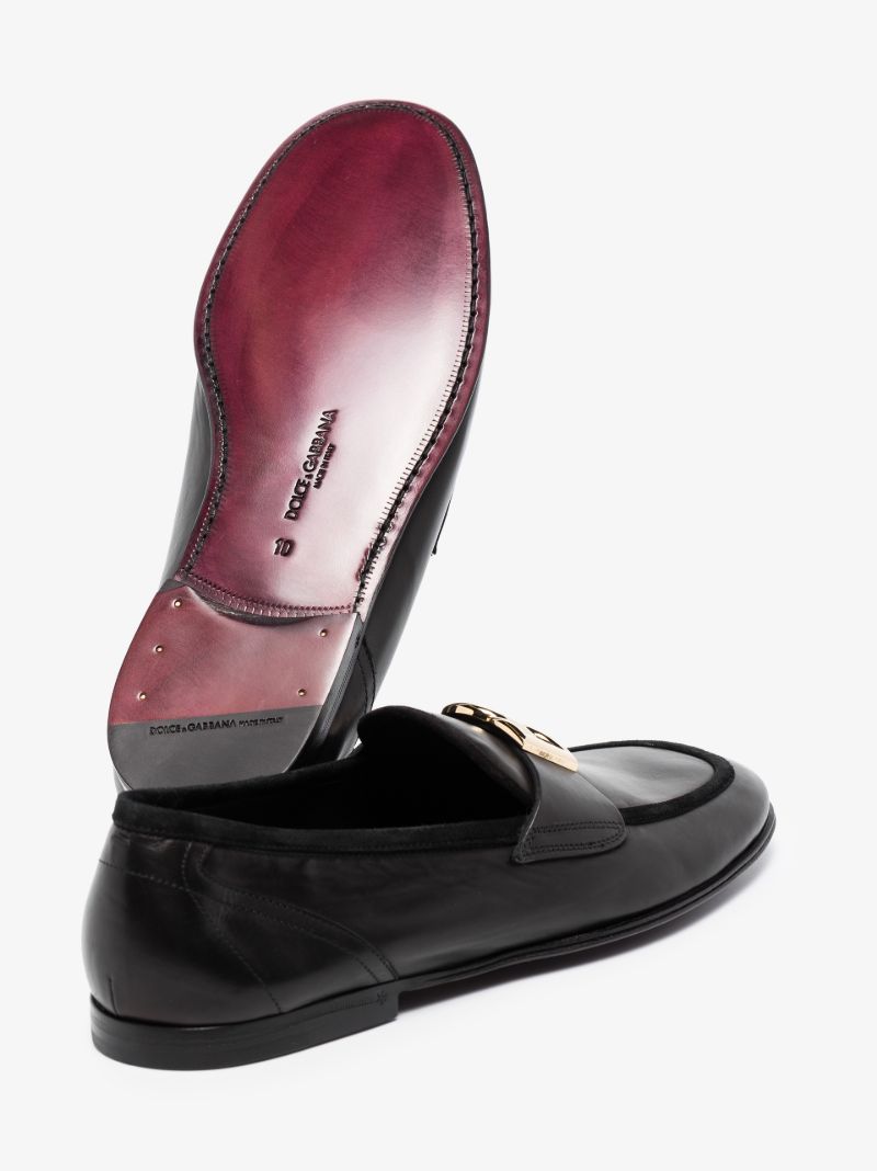 Black Logo Leather Loafers
