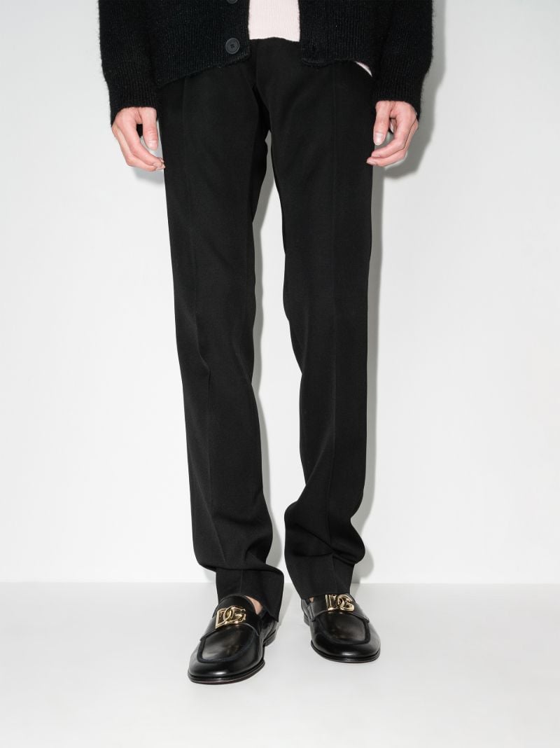 Black Logo Leather Loafers