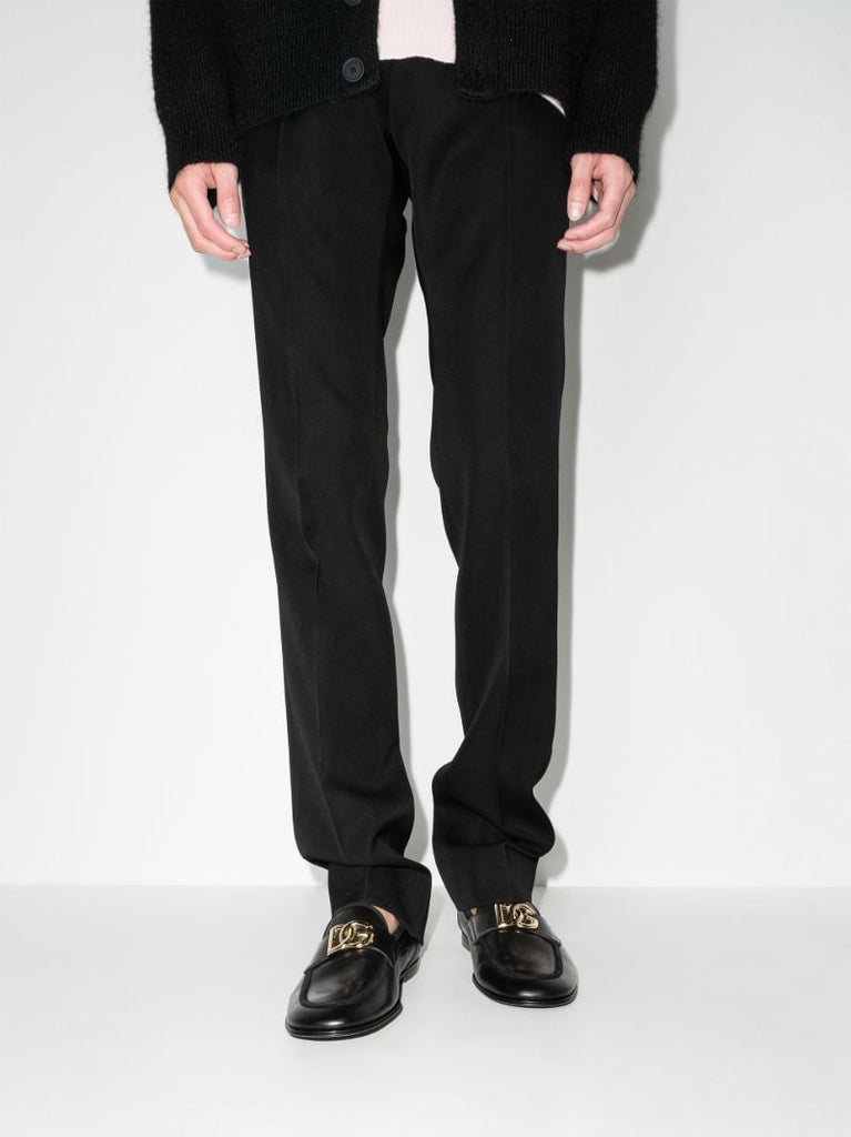 Black Logo Leather Loafers