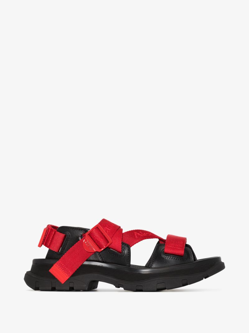 Black Tread Leather Sandals