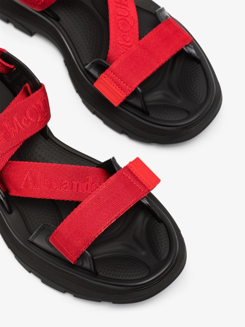Black Tread Leather Sandals