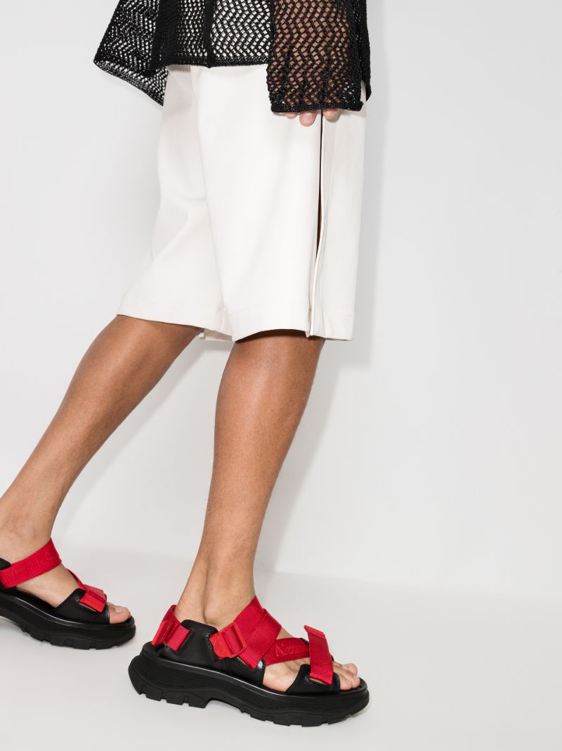 Black Tread Leather Sandals