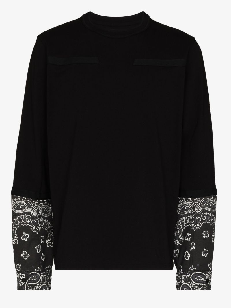 Bandana Trim Long Sleeve Cotton T-shirt