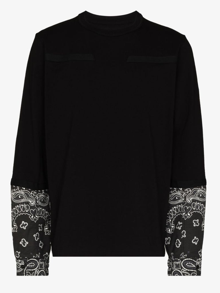Bandana Trim Long Sleeve Cotton T-shirt
