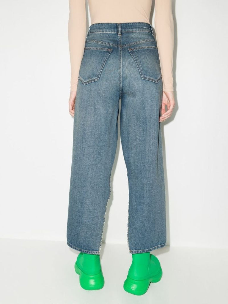 Wide Leg Slit Hem Jeans