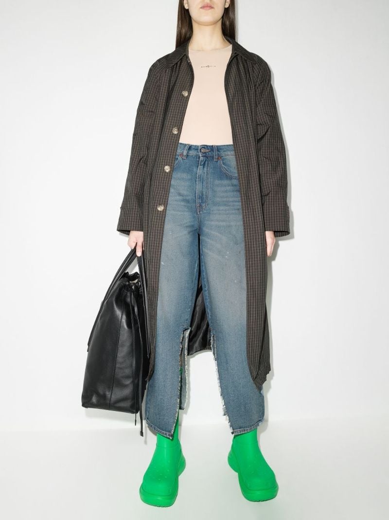 Wide Leg Slit Hem Jeans