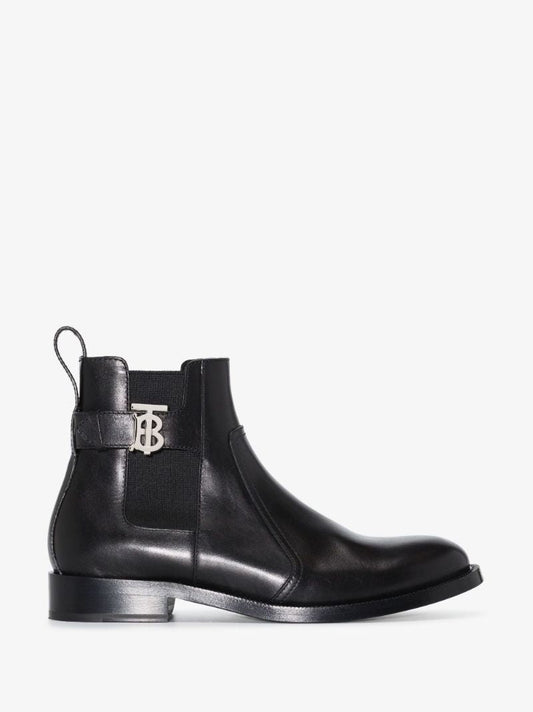 Black Luke Monogram Motif Leather Chelsea Boots