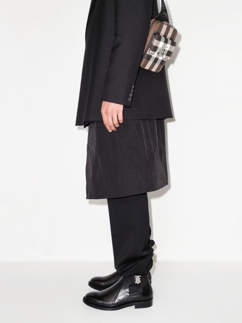 Black Luke Monogram Motif Leather Chelsea Boots