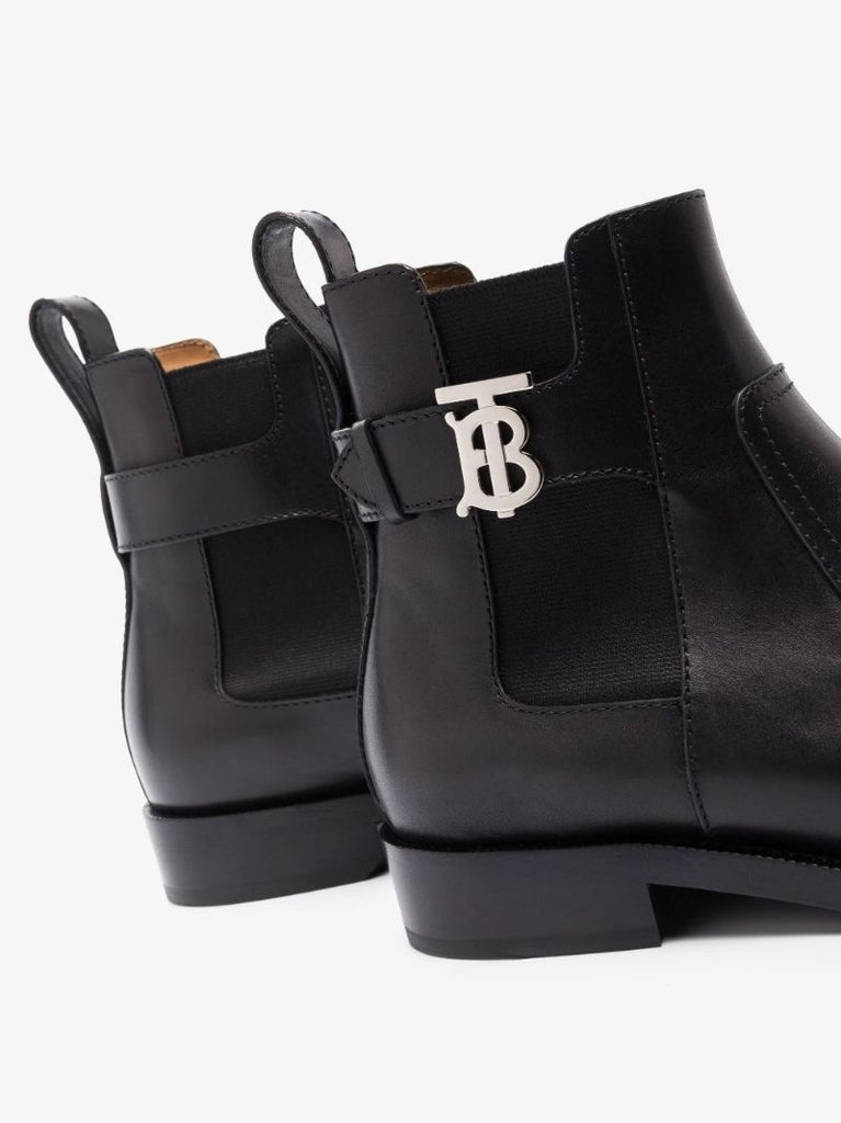Black Luke Monogram Motif Leather Chelsea Boots