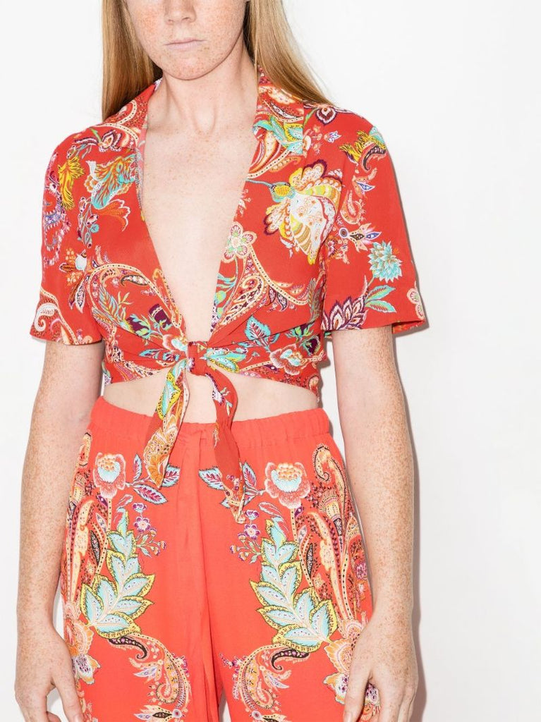 May Paisley Print Cropped Shirt