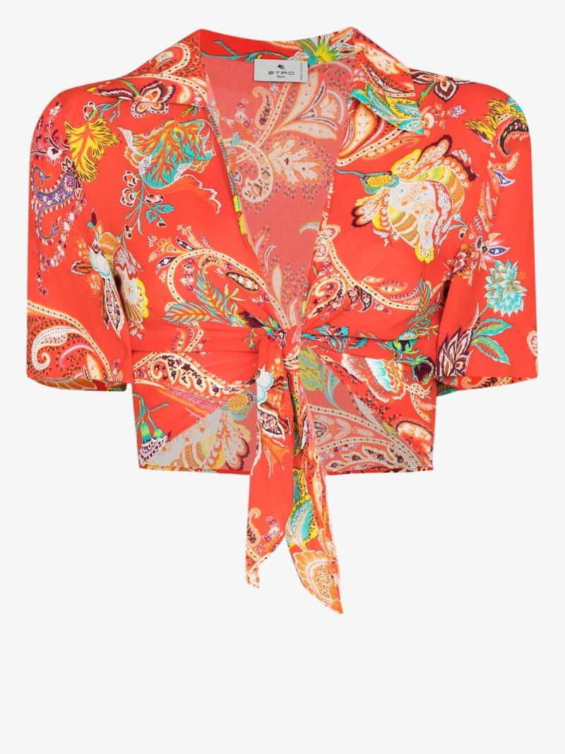 May Paisley Print Cropped Shirt