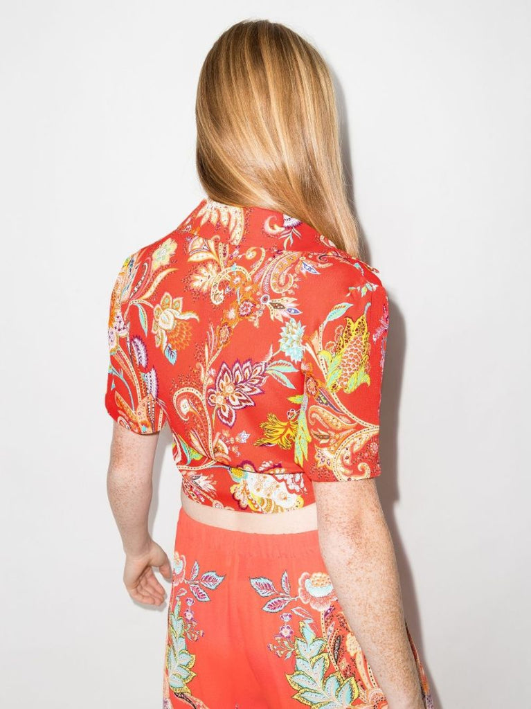May Paisley Print Cropped Shirt