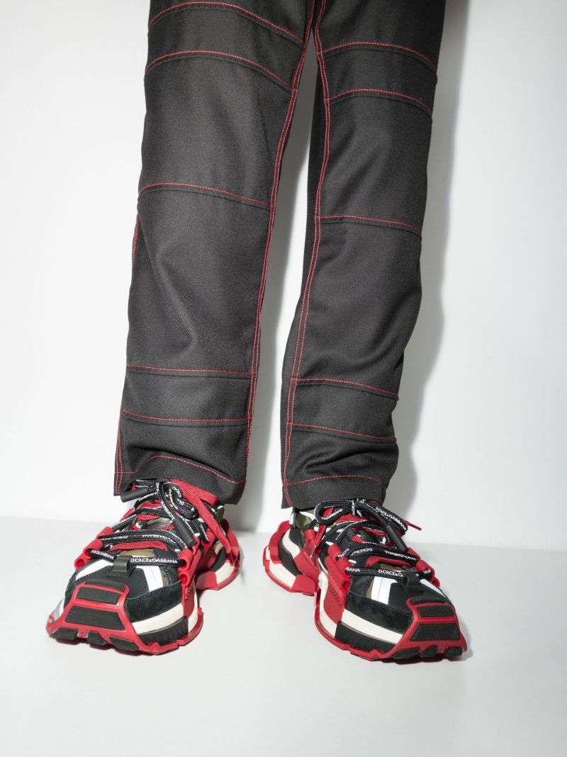 Black Space Panelled Low Top Sneakers