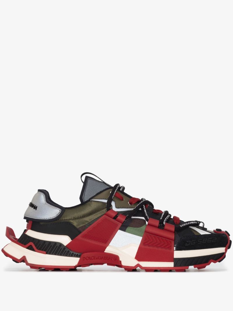 Black Space Panelled Low Top Sneakers