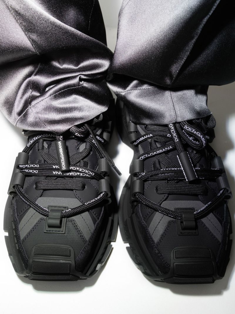 Black Space Low Top Panelled Sneakers