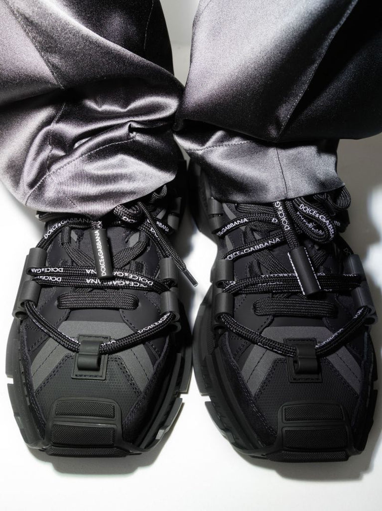 Black Space Low Top Panelled Sneakers