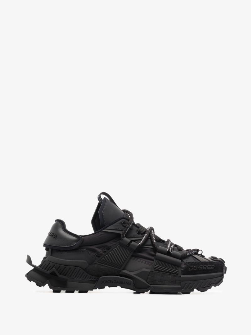 Black Space Low Top Panelled Sneakers