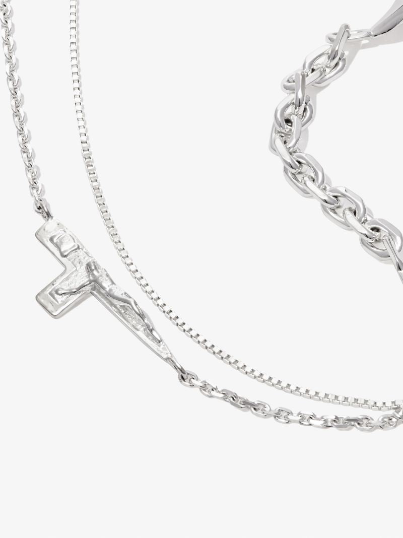 Sterling Silver Mixed Chain Crystal Necklace