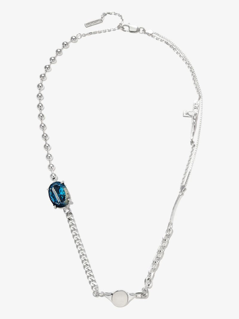 Sterling Silver Mixed Chain Crystal Necklace