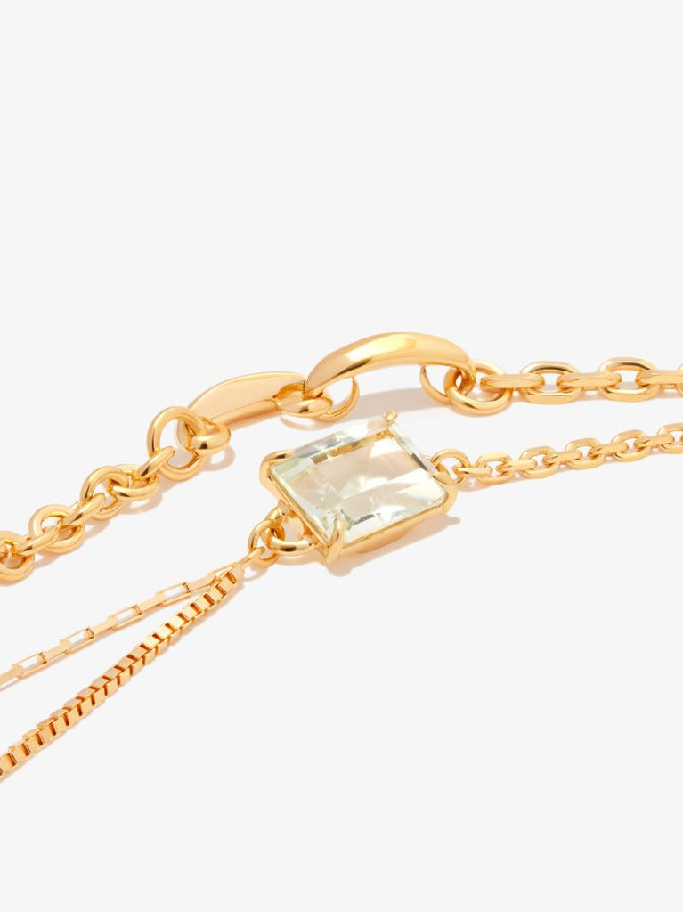 Gold Tone Kamon Octa Crystal Mixed Chain Bracelet