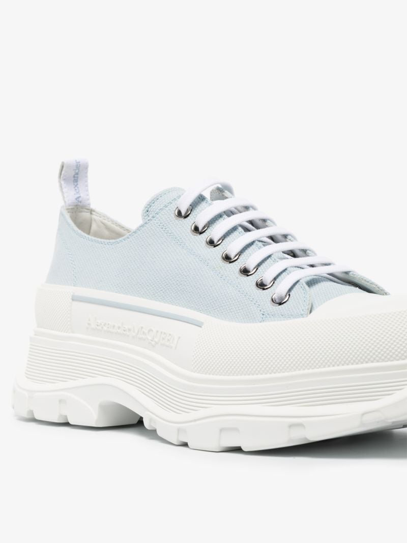 Blue and White Tread Slick Sneakers
