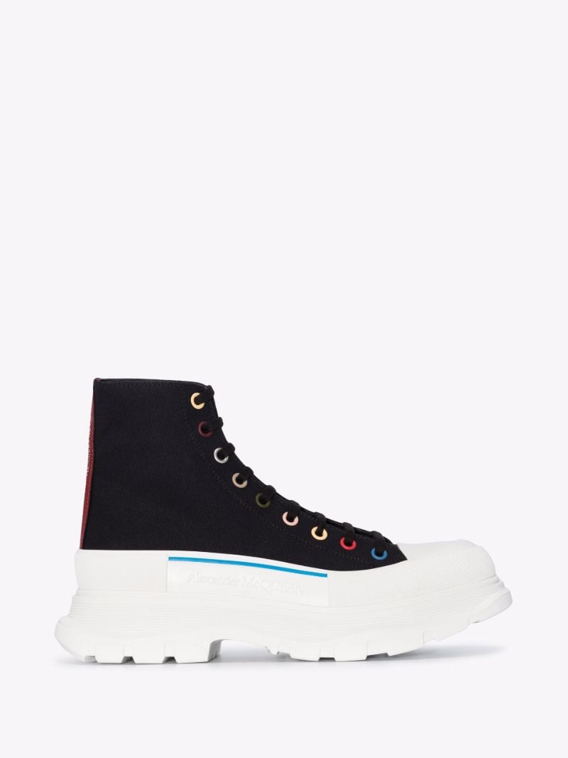 Black Tread Slick High Top Canvas Sneakers