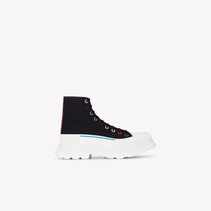 Black Tread Slick High Top Canvas Sneakers