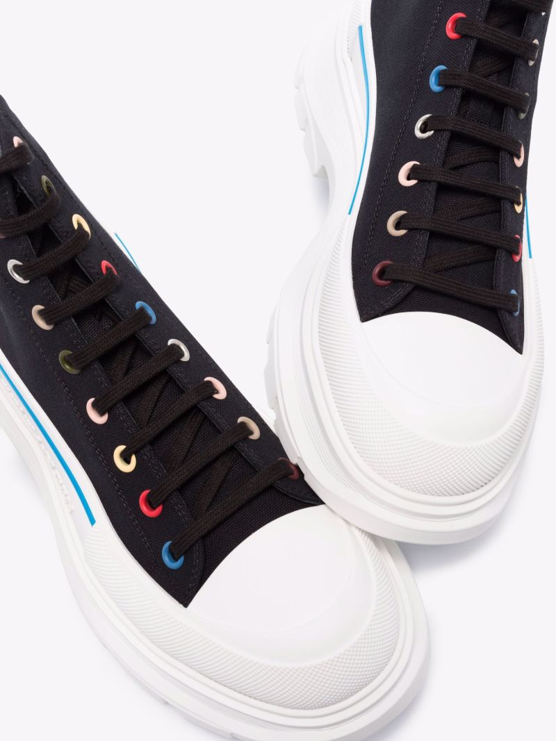 Black Tread Slick High Top Canvas Sneakers