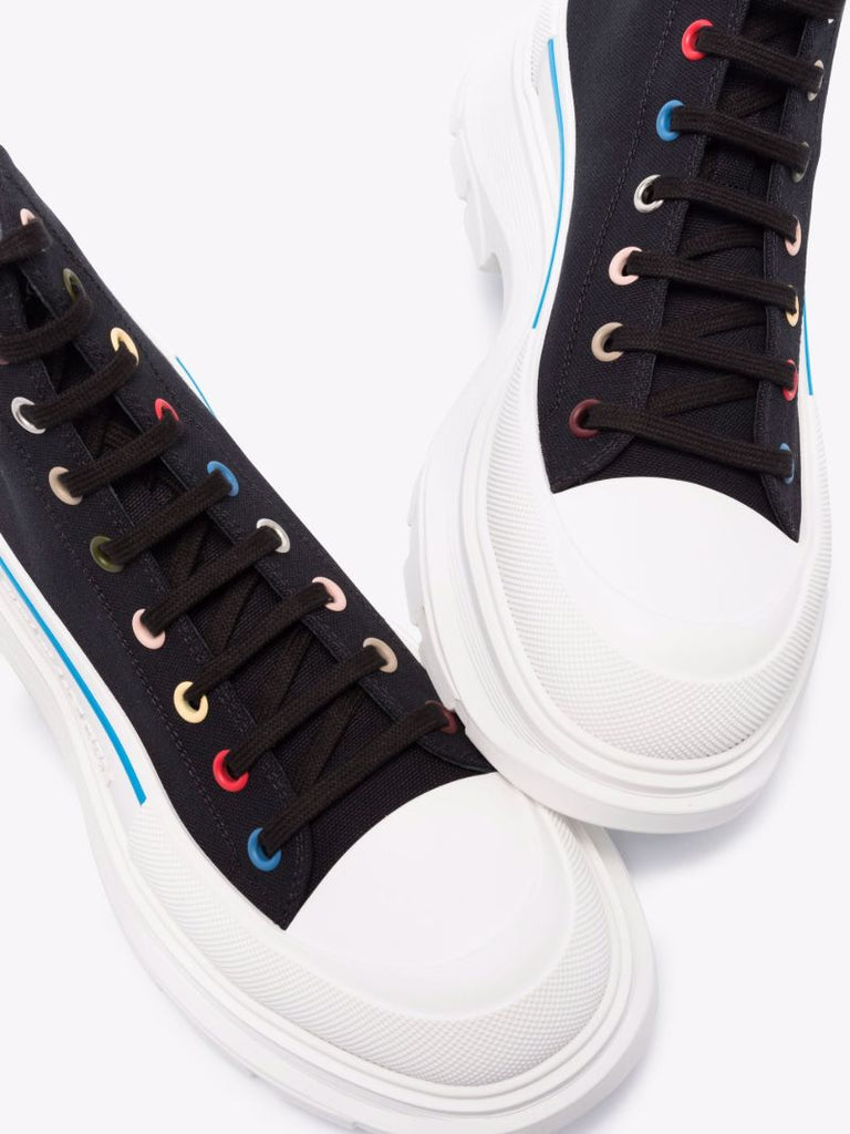 Black Tread Slick High Top Canvas Sneakers