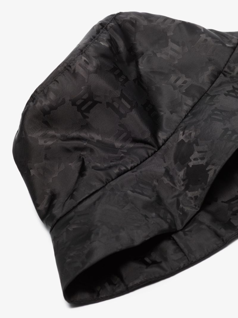 Black Monogram Print Bucket Hat