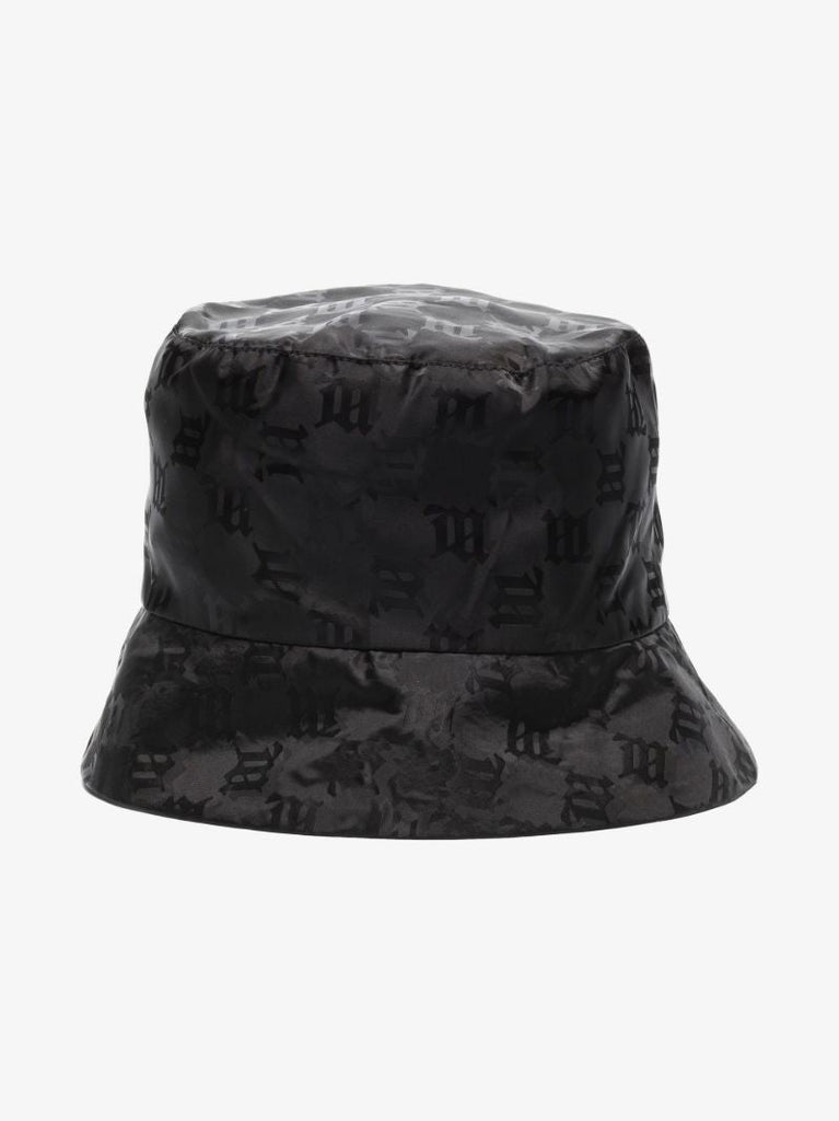 Black Monogram Print Bucket Hat