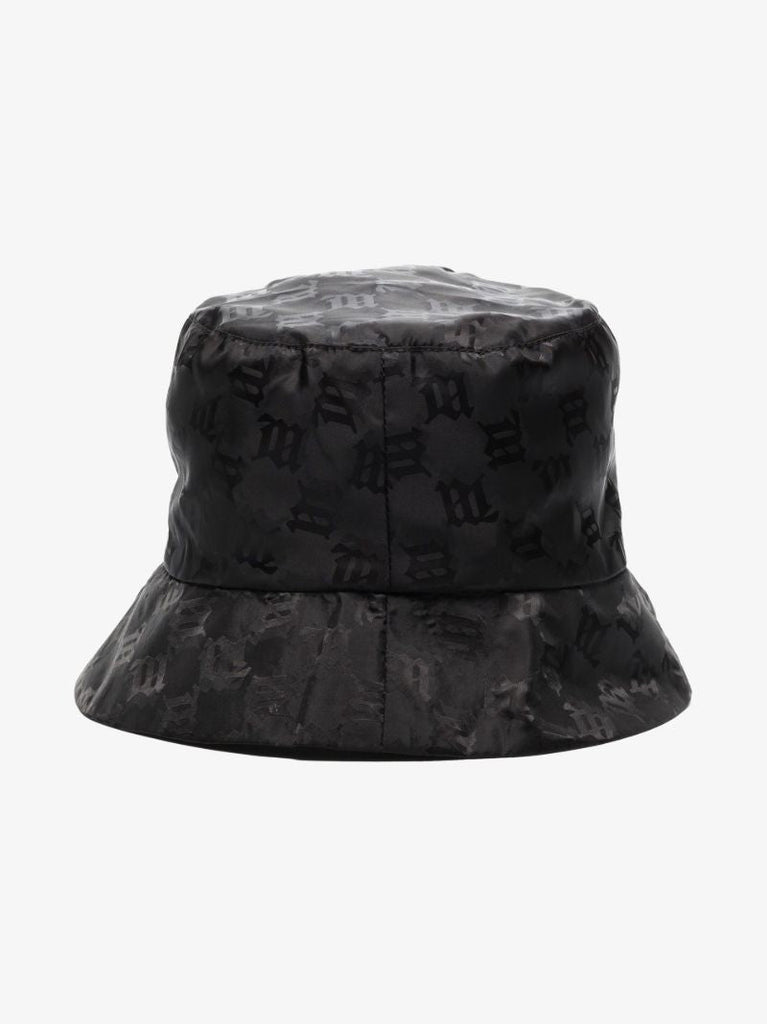Black Monogram Print Bucket Hat