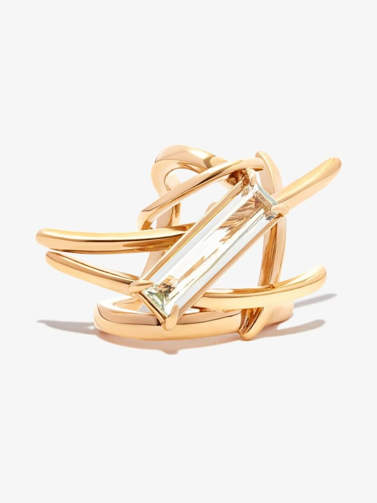 Gold Tone Twig Crystal Ear Cuff