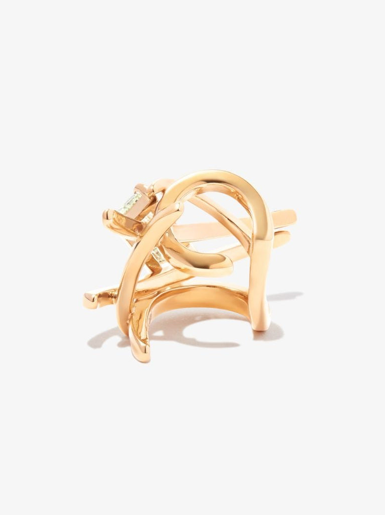 Gold Tone Twig Crystal Ear Cuff