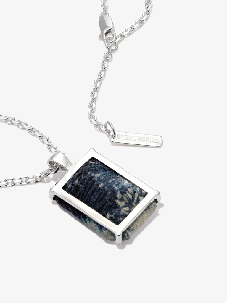 Sterling Silver Denim Rectangular Knife Edge Ii Necklace