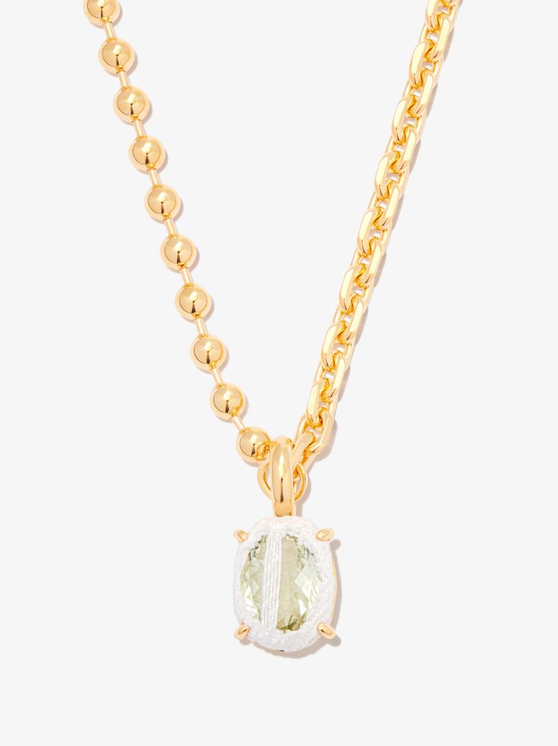 Gold Tone Heavy Crystal Mixed Chain Necklace