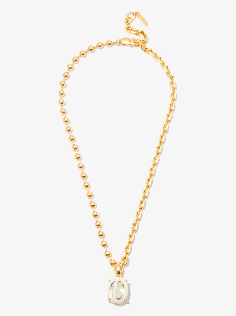 Gold Tone Heavy Crystal Mixed Chain Necklace