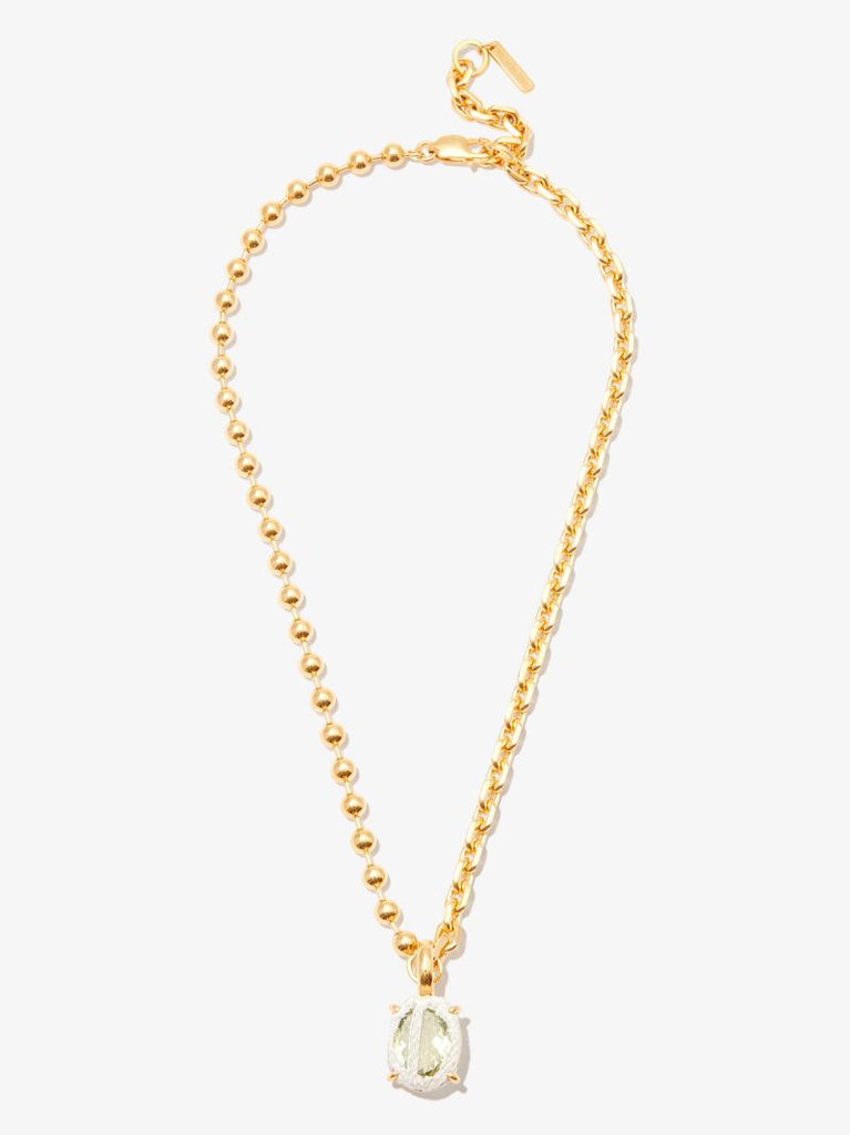 Gold Tone Heavy Crystal Mixed Chain Necklace