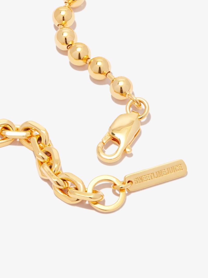 Gold Tone Heavy Crystal Mixed Chain Necklace