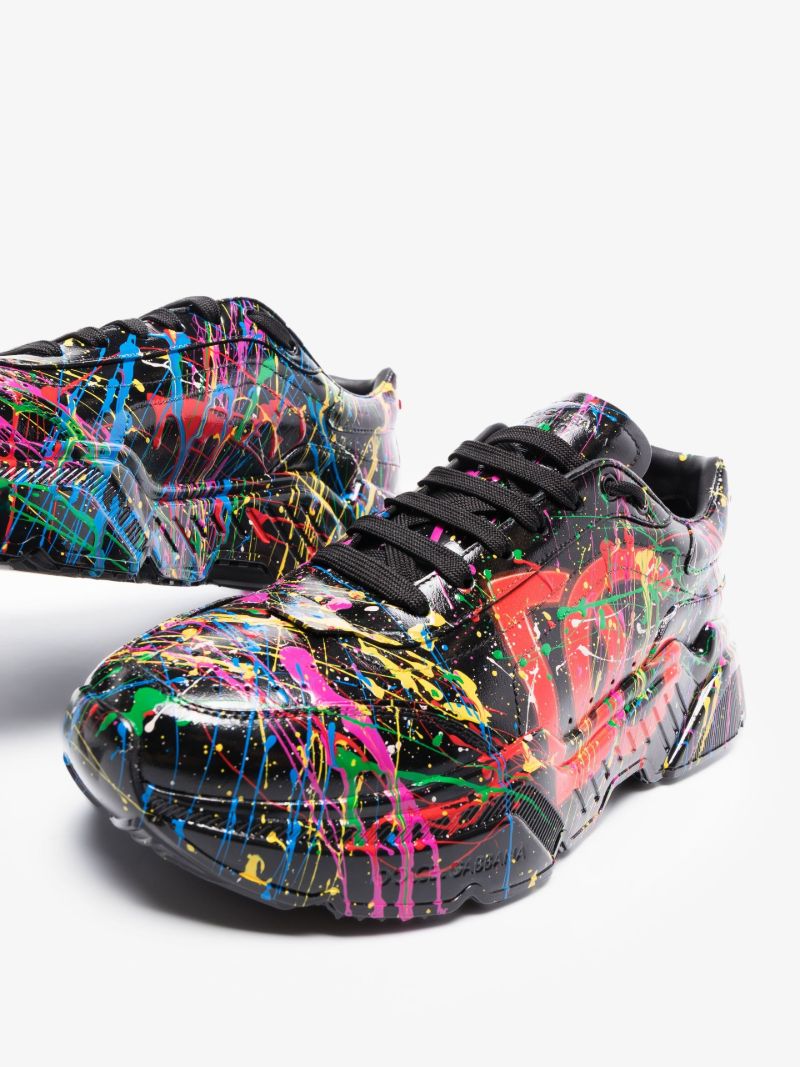 Black Daymaster Paint Splatter Leather Sneakers
