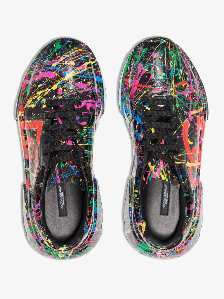 Black Daymaster Paint Splatter Leather Sneakers
