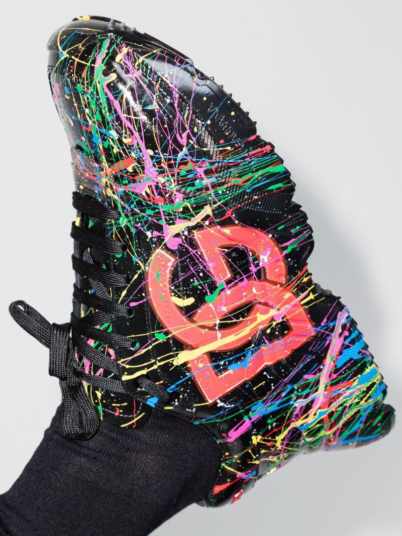 Black Daymaster Paint Splatter Leather Sneakers