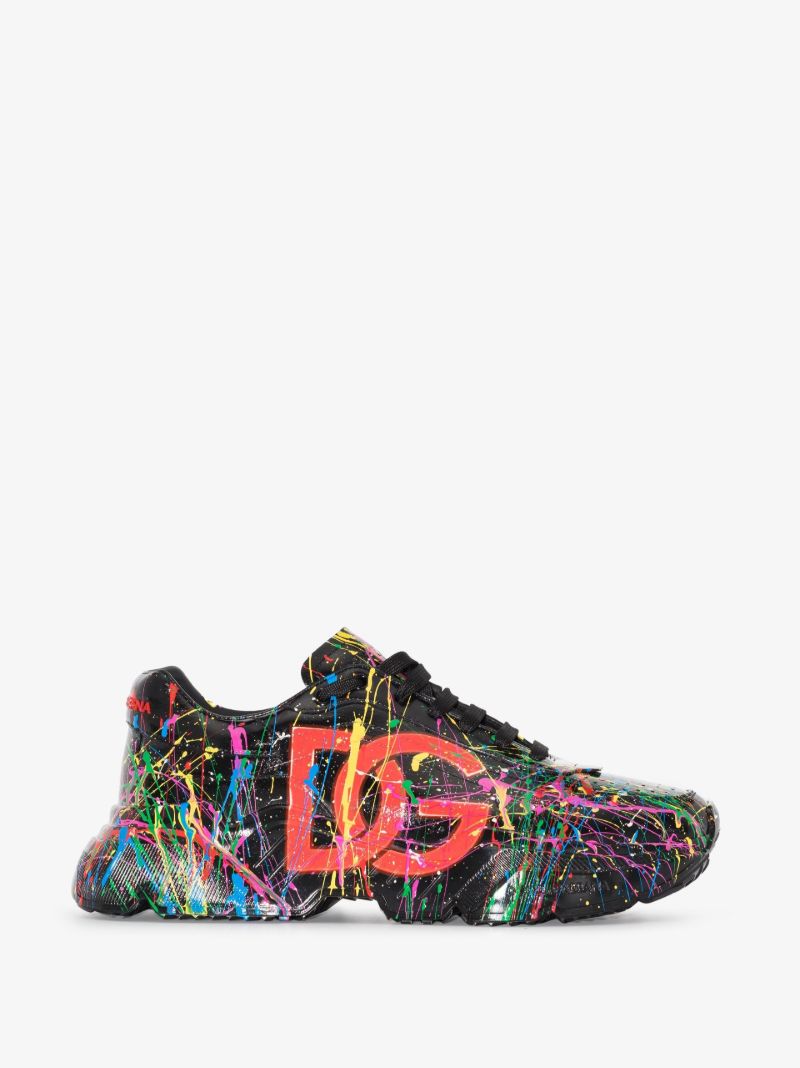 Black Daymaster Paint Splatter Leather Sneakers