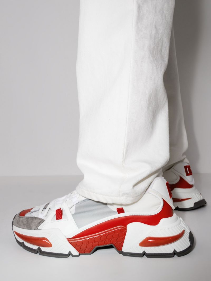 White and Red Chunky Sneakers