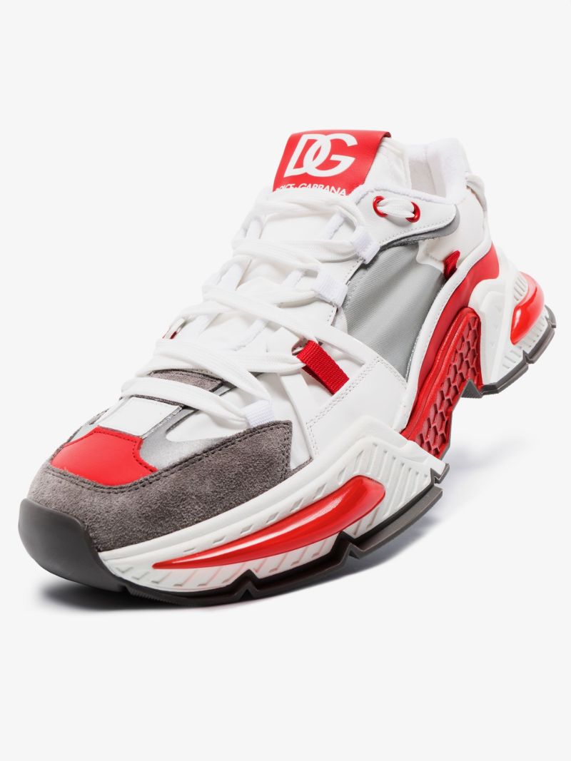 White and Red Chunky Sneakers