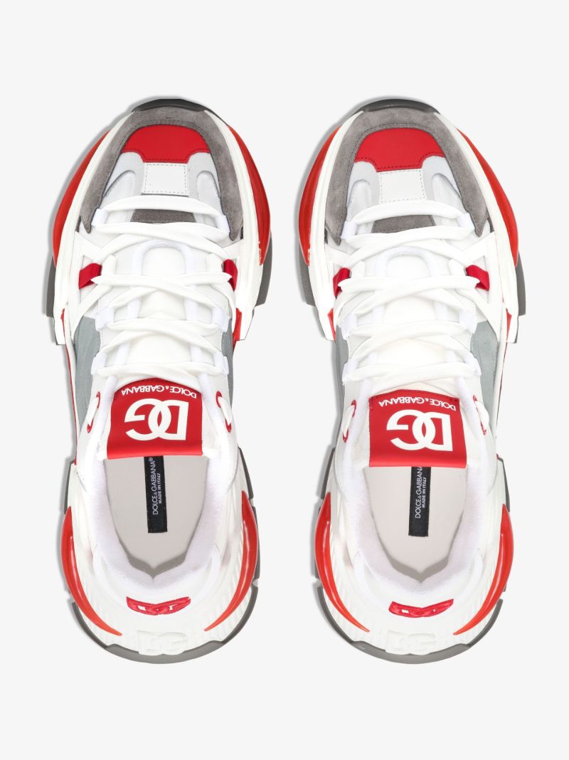 White and Red Chunky Sneakers