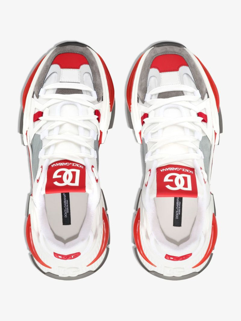 White and Red Chunky Sneakers